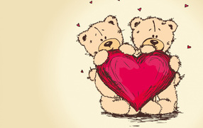 Two bears with hearts on Valentine's Day February 14