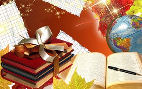 Books and globe on Knowledge Day on September 1