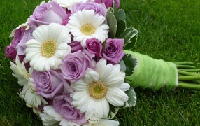 Purple rose in a beautiful bouquet
