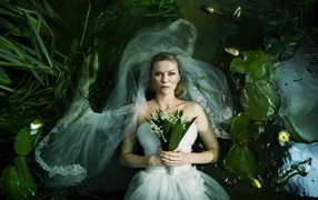 The bride is in the water