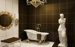 Bathroom with a statue