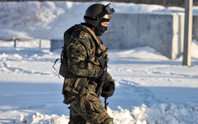 Commando in winter clothes