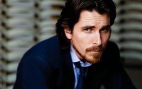 Christian Bale in black suit
