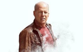 Famous movie actor Bruce Willis on white background