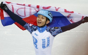 Виктор Ан с флагом России