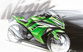 Мотоцикл модели Kawasaki Ninja 300