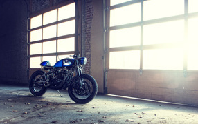 Blue bike in the garage