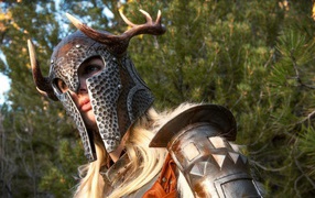Девушка в доспехах с рогами