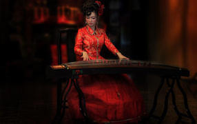 Китаянка с традиционным инструментом