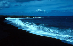 Beach of black sand