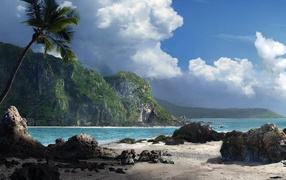 Пляж у залива