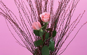 Букет из веток и роз