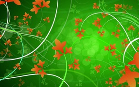 Оранжевые цветы на фоне зелени