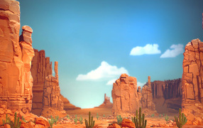 Кактусы в каньоне