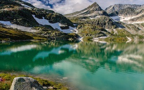 Green water of a mountain lake