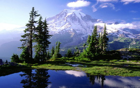 Снежная гора вдали