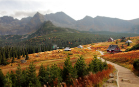 Посёлок на фоне гор Татры