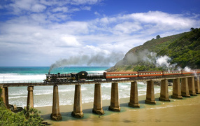 	   Railway bridge by the sea