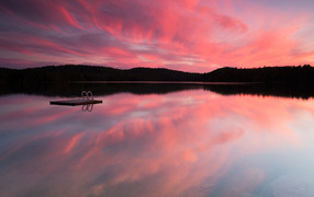Reflection of pink sky in the lake