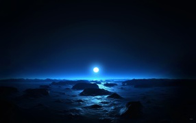 Sea moon at mid night