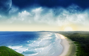 Океанское побережье летом