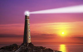 	   A beam of light from the lighthouse