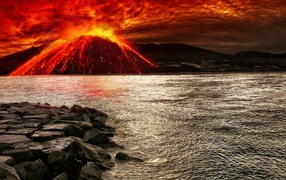 Volcano erupts in water