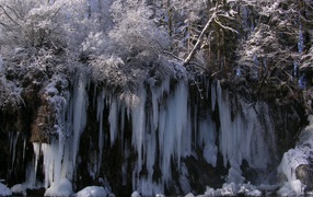 Frozen waterfall in Karelia