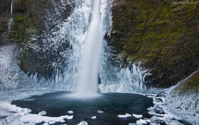 Frozen waterfall in Poland