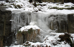 Frozen waterfall in Russia