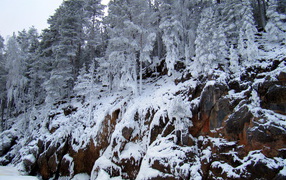 Замерзший водопад в Швеции