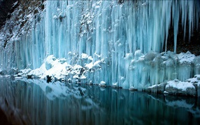 Frozen waterfall in the Alps