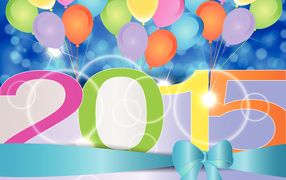 Новый год с разноцветными шарами