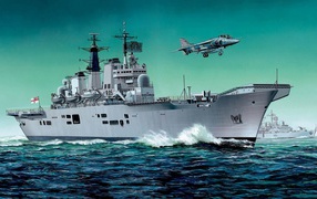 Самолет над британским авианосцем