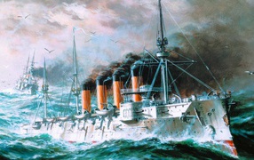 Четырех трубный крейсер