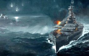 Night sea battle