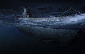Submarine in the dark of night