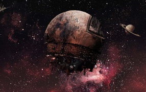 Космический корабль около Сатурна