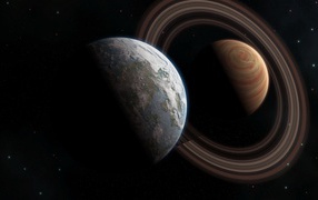 Две планеты освещенные солнцем