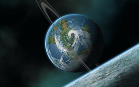 Планета с атмосферой и облаками