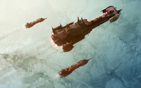 Космические корабли над планетой