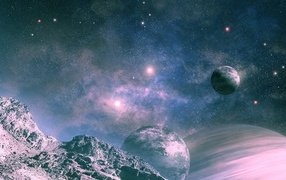 Звездное небо с планетами