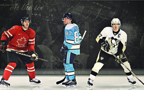 Hockey player of Pittsburgh Sidney Crosby in different uniforms