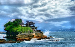 The temple on an island off the coast of Bali