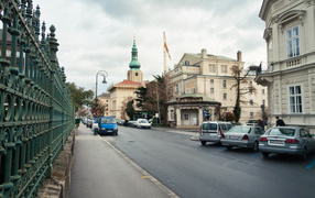 Городская улица на курорте Баден, Австрия