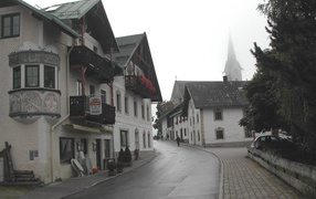 City street in the resort of Seefeld, Austria