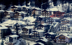 City streets in the ski resort of St. Anton, Austria