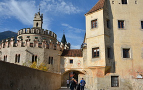 Entrance to the castle in the town of Neustift, Austria