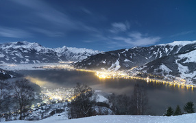 Evening lights at the resort of Zell am See, Austria