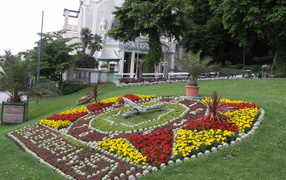 Flower Clock in the resort of Baden, Austria